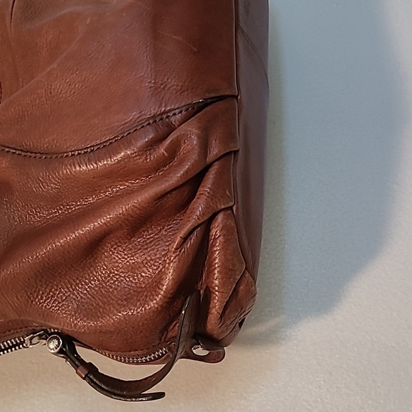 B. Makowsky Brown Leather Shoulder Bag Satchel Purse Leopard Print Lined Large - Picture 7 of 16